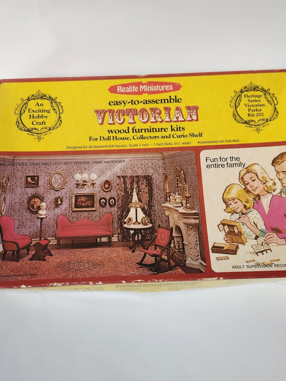 Realife Miniatures Victorian Parlor Set 1:12 Kit 202 Wood 6pc DIY Open Box
